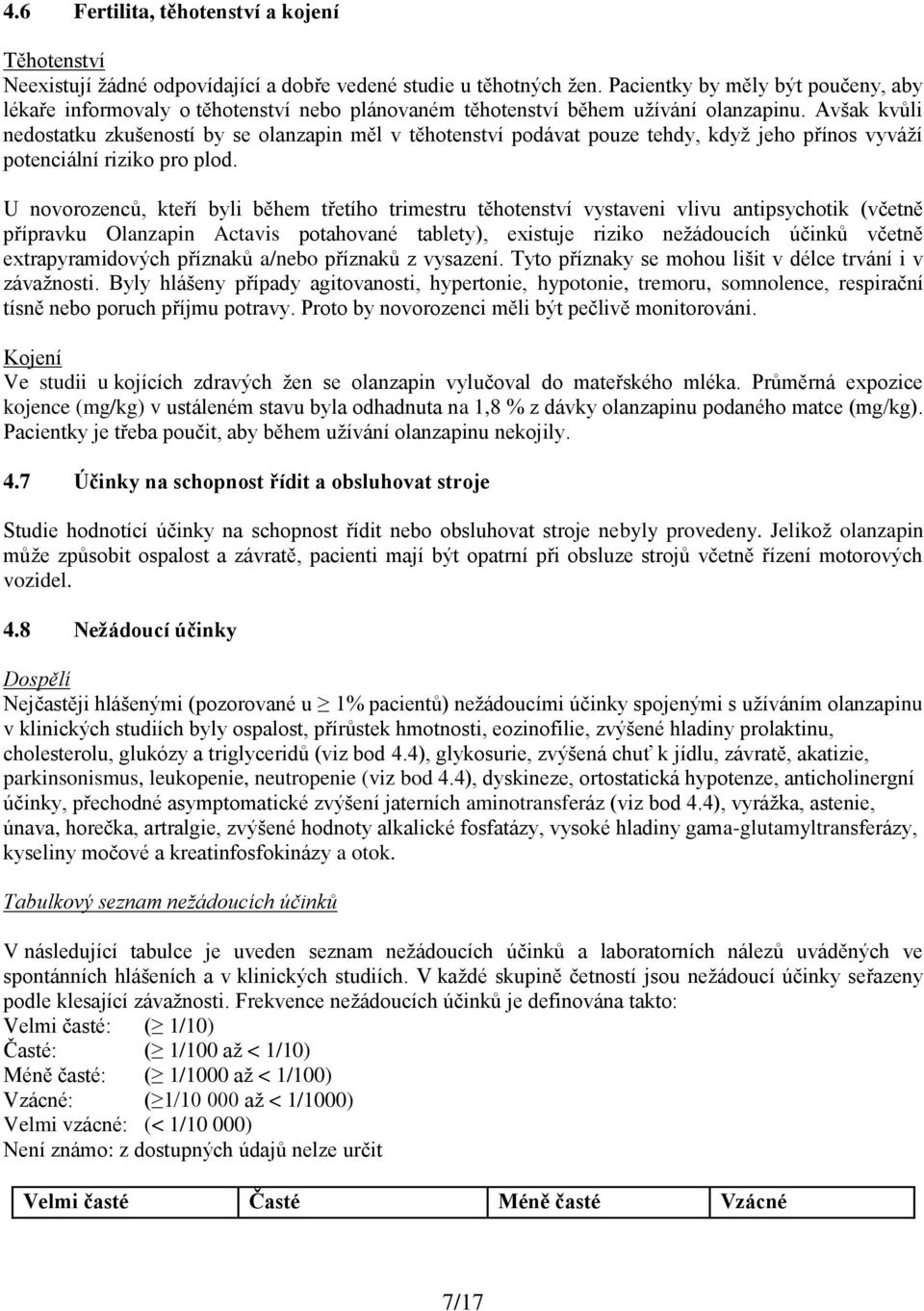 Avšak kvůli nedostatku zkušeností by se olanzapin měl v těhotenství podávat pouze tehdy, když jeho přínos vyváží potenciální riziko pro plod.