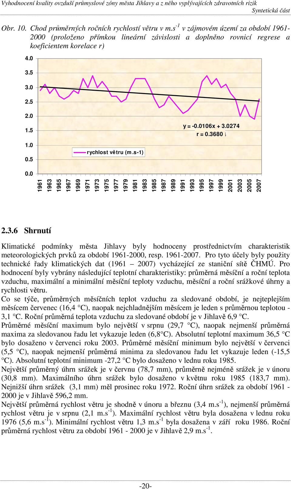 0 1961 1963 1965 1967 1969 1971 1973 1975 1977 1979 1981 1983 1985 1987 1989 1991 1993 1995 1997 1999 2001 2003 2005 2007 2.3.6 Shrnutí Klimatické podmínky města Jihlavy byly hodnoceny prostřednictvím charakteristik meteorologických prvků za období 1961-2000, resp.