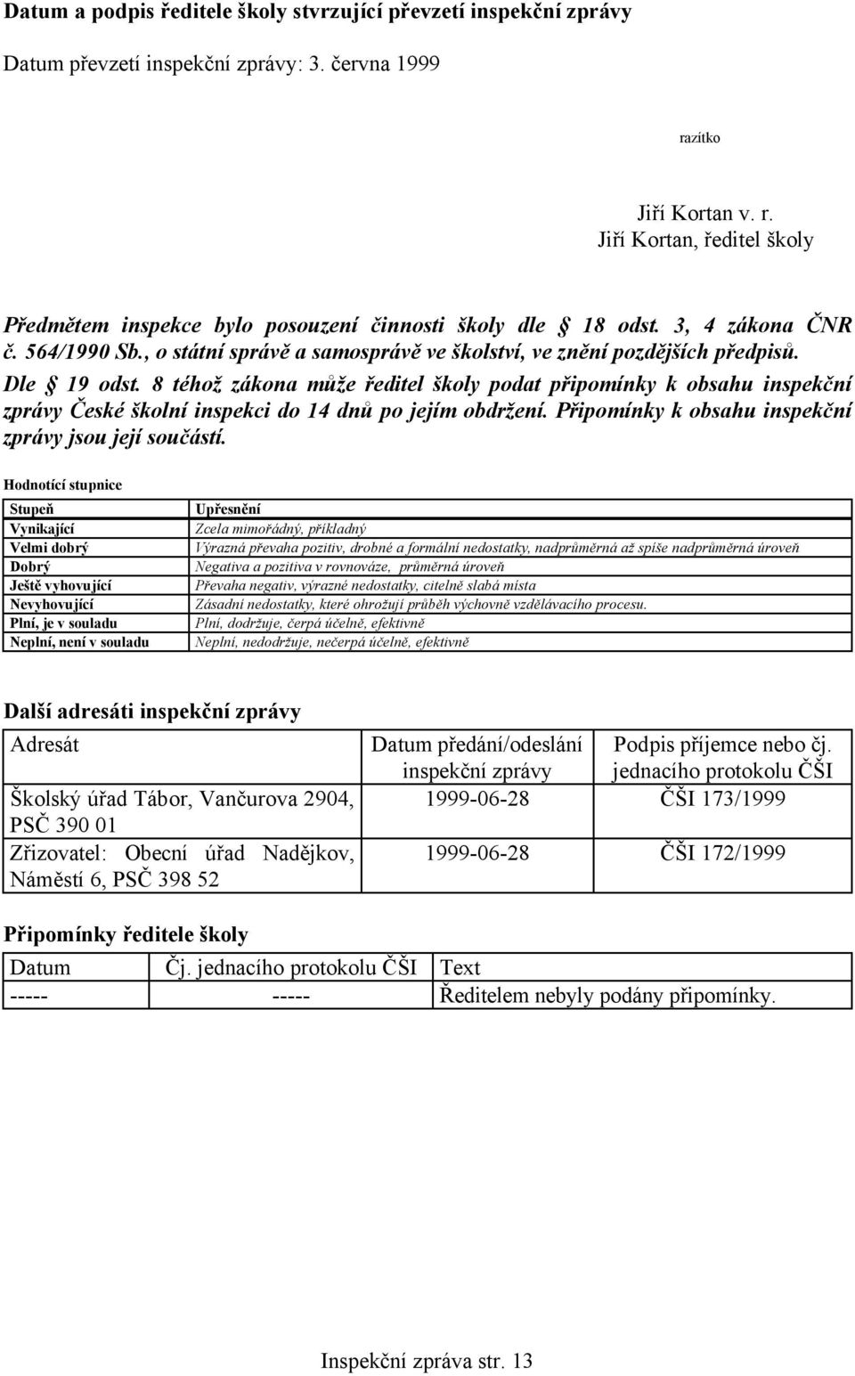 , o státní správě a samosprávě ve školství, ve znění pozdějších předpisů. Dle 19 odst.