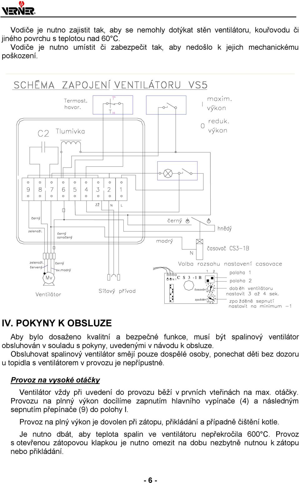 POKYNY K OBSLUZE Aby bylo dosaženo kvalitní a bezpečné funkce, musí být spalinový ventilátor obsluhován v souladu s pokyny, uvedenými v návodu k obsluze.