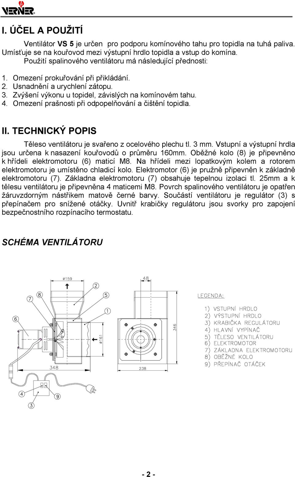 Omezení prašnosti při odpopelňování a čištění topidla. II. TECHNICKÝ POPIS Těleso ventilátoru je svařeno z ocelového plechu tl. 3 mm.