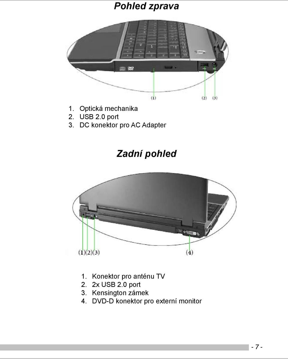 DC konektor pro AC Adapter Zadní pohled 1.