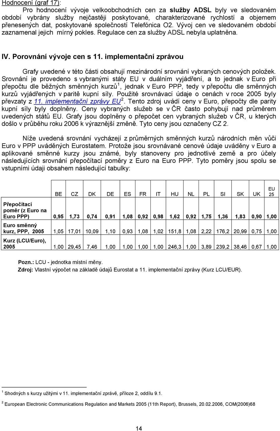 implementační zprávou Grafy uvedené v této části obsahují mezinárodní srovnání vybraných cenových položek.