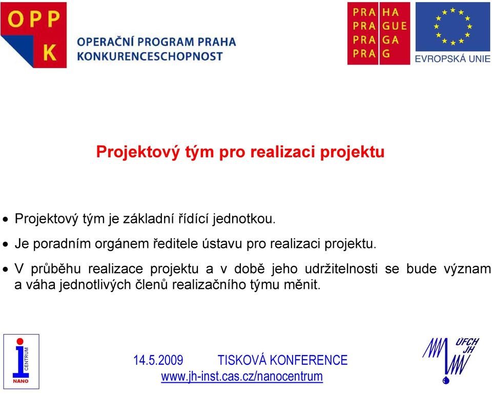 Je poradním orgánem ředitele ústavu pro realizaci projektu.