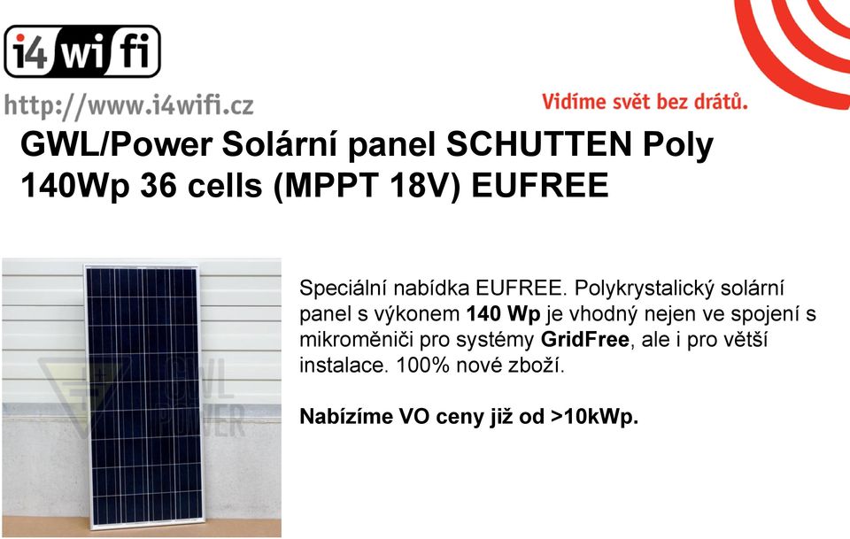 Polykrystalický solární panel s výkonem 140 Wp je vhodný nejen ve