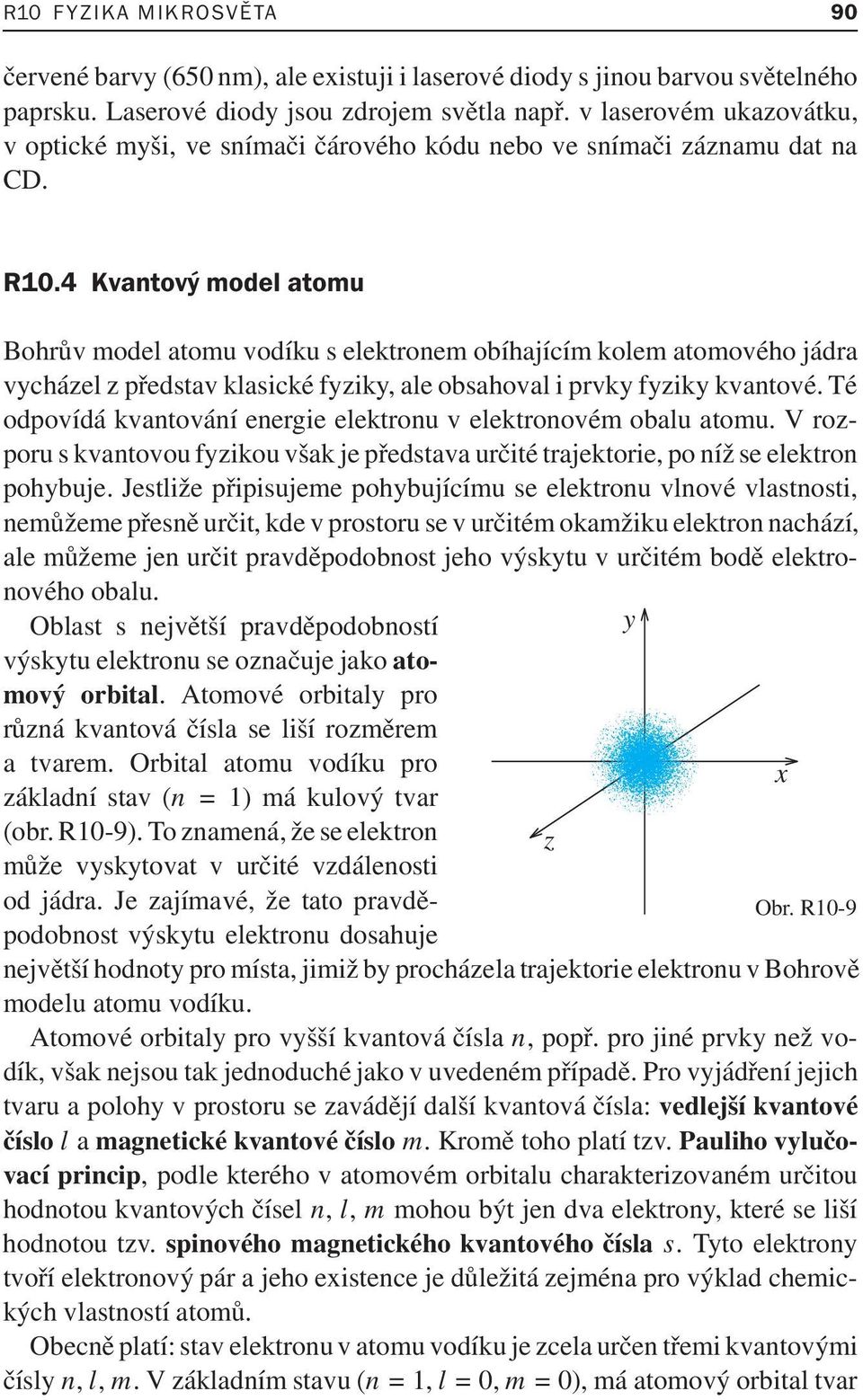 4 Kvantový model atomu Bohrův model atomu vodíku s elektronem obíhajícím kolem atomového jádra vycházel z představ klasické fyziky, ale obsahoval i prvky fyziky kvantové.