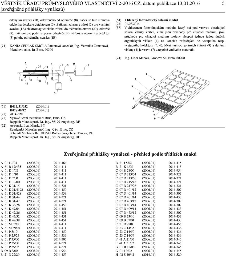 odraženého svazku (1B). (74) KANIA SEDLÁK SMOLA Patentová kancelář, Ing. Veronika Zemanová, Mendlovo nám. 1a, Brno, 60300 (54) Chlazený fotovoltaický solární modul (22) 01.08.