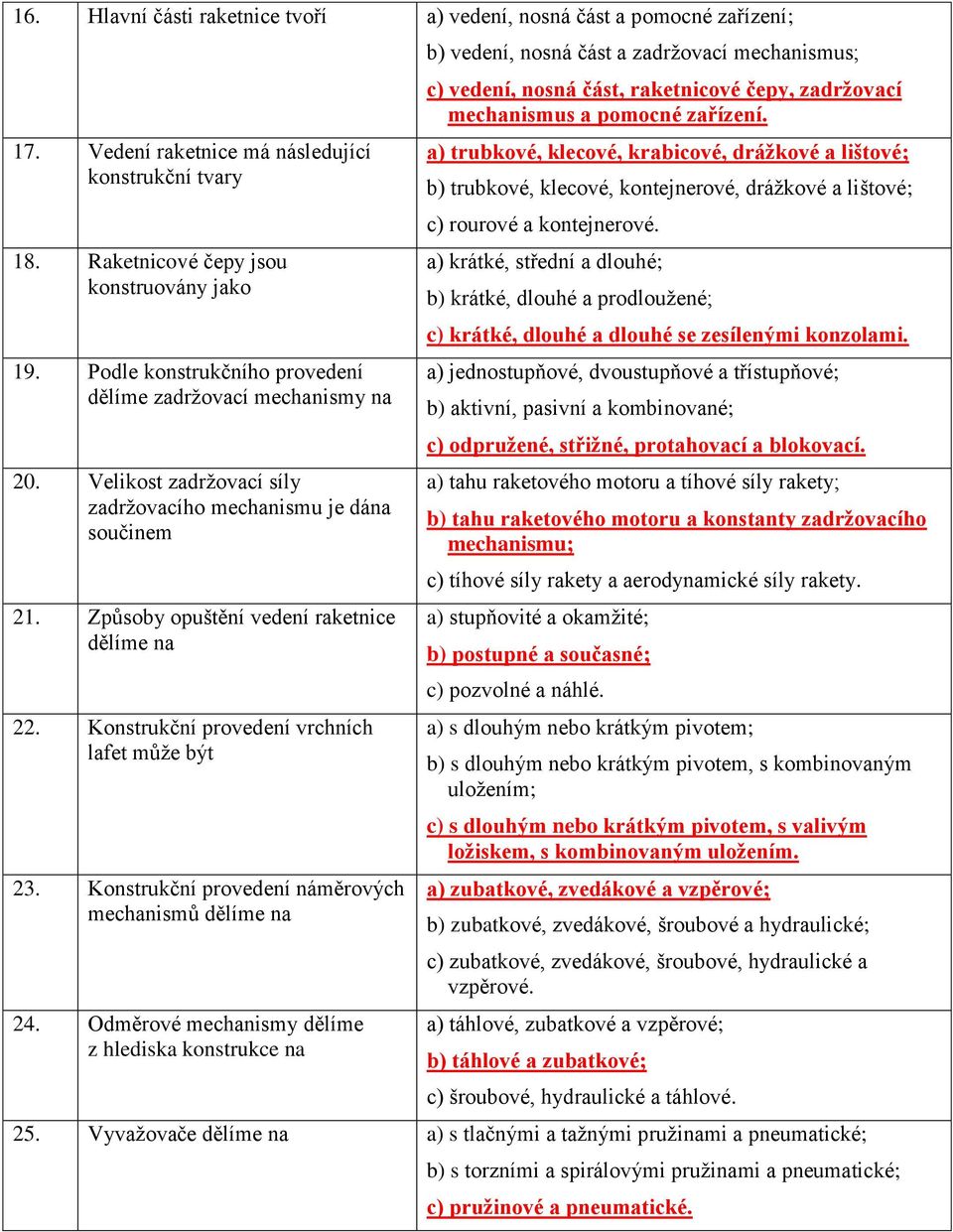 Konstrukční provedení vrchních lafet může být 23. Konstrukční provedení náměrových mechanismů dělíme na 24.