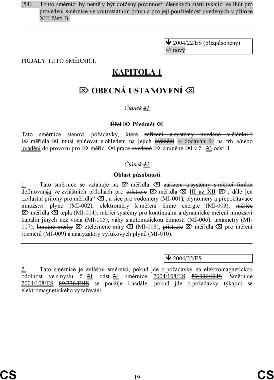 dodávání na trh a/nebo uvádění do provozu pro měřicí práce uvedené zmíněné v čl. 23 odst. 1. Článek 12 Oblast působnosti 1.