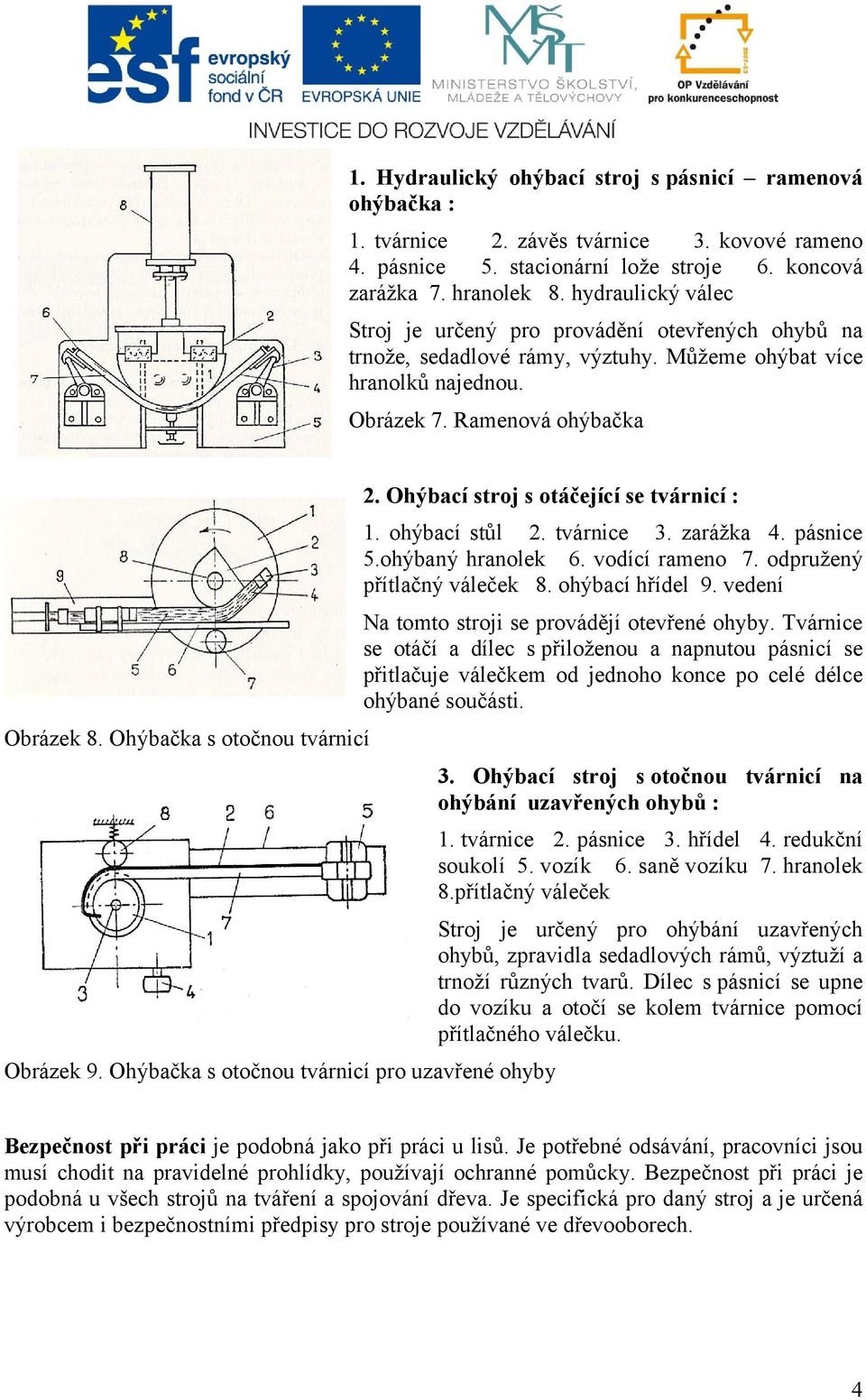 Ohýbačka s otočnou tvárnicí 2. Ohýbací stroj s otáčející se tvárnicí : Obrázek 9. Ohýbačka s otočnou tvárnicí pro uzavřené ohyby 1. ohýbací stůl 2. tvárnice 3. zarážka 4. pásnice 5.ohýbaný hranolek 6.