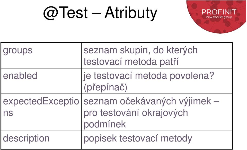 (přepínač) expectedexceptio seznam očekávaných výjimek ns