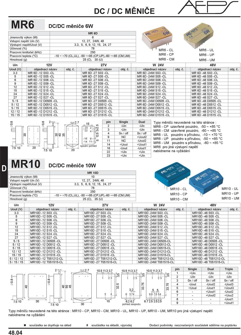 (U) MR6 - CM MR6 - UM Uin 8 %8 9 "8 "&8 objednací název obj. è. 3.