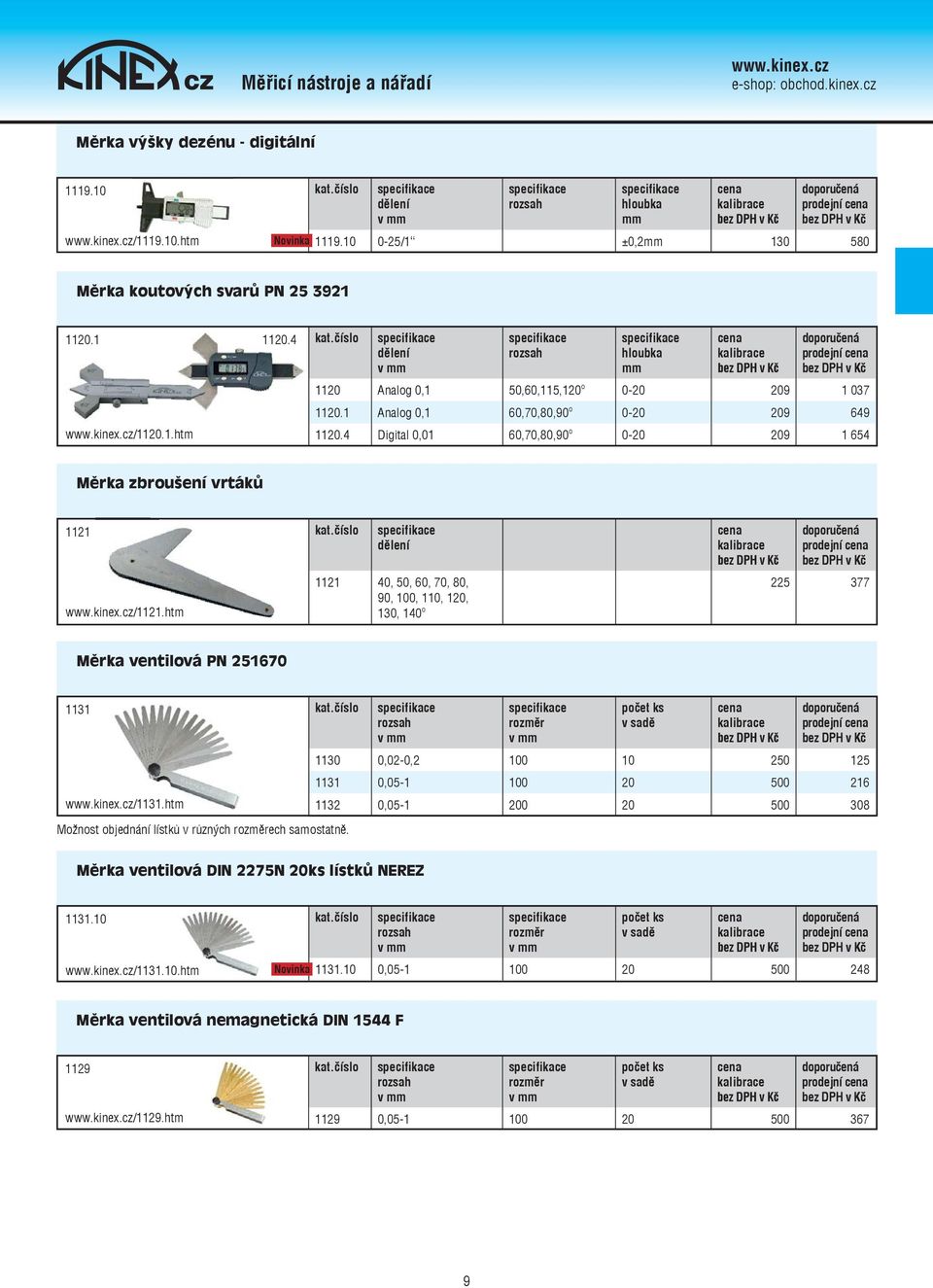 htm 1121 40, 50, 60, 70, 80, 90, 100, 110, 120, 130, 140 o 225 377 Měrka ventilová PN 251670 11311 1130 0,02-0,2 100 10 250 125 1131 0,05-1 100 20 500 216 /1131.htmw.kinex.cz/1131.