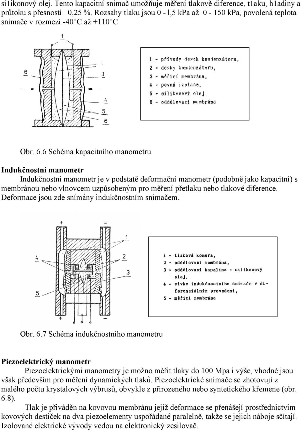 6 Schéma kapacitního manometru Indukčnostní manometr Indukčnostní manometr je v podstatě deformační manometr (podobně jako kapacitní) s membránou nebo vlnovcem uzpůsobeným pro měření přetlaku nebo
