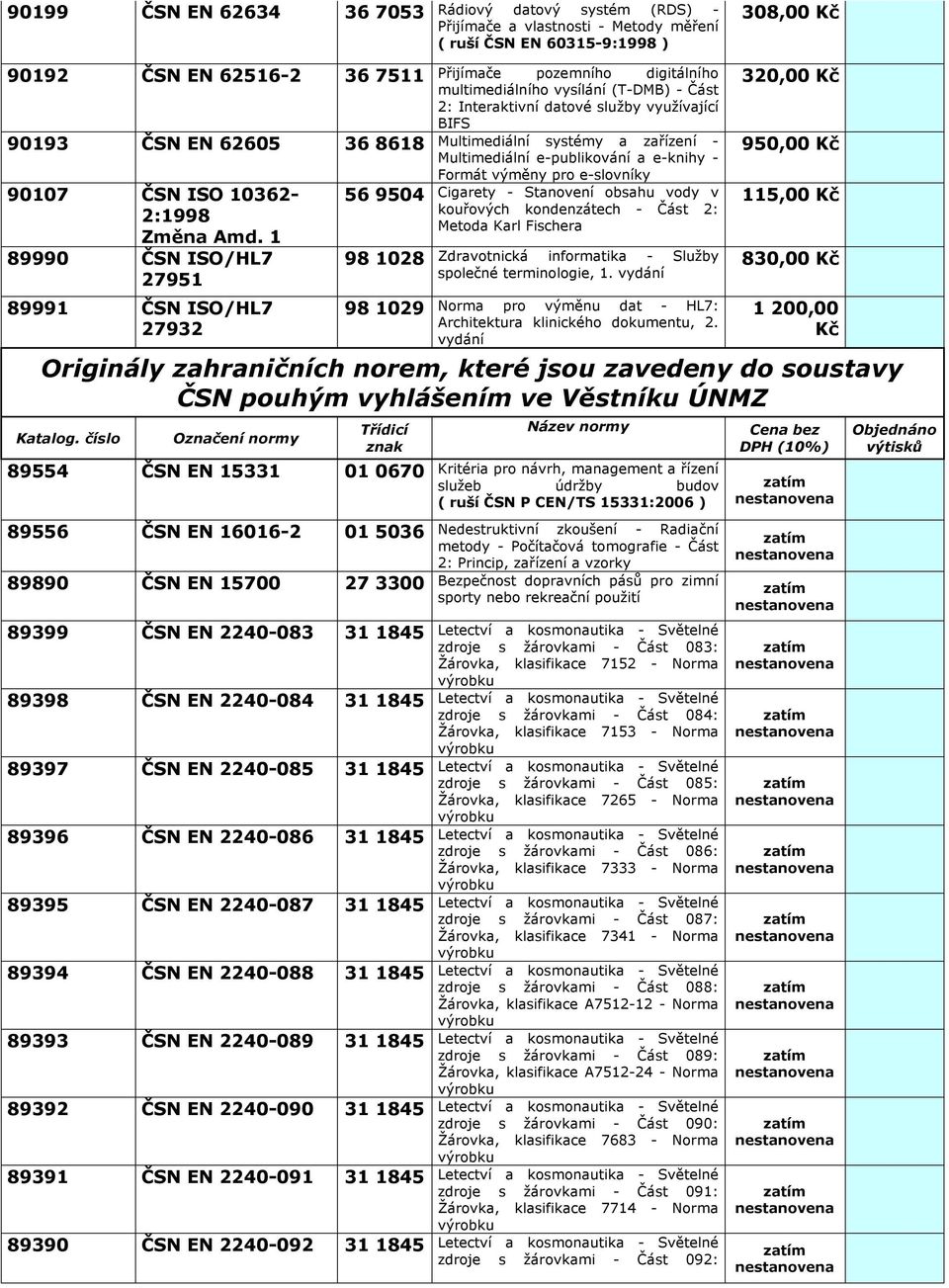 1 89990 ČSN ISO/HL7 27951 89991 ČSN ISO/HL7 27932 56 9504 98 1028 98 1029 Přijímače pozemního digitálního multimediálního vysílání (T-DMB) - Část 2: Interaktivní datové služby využívající BIFS