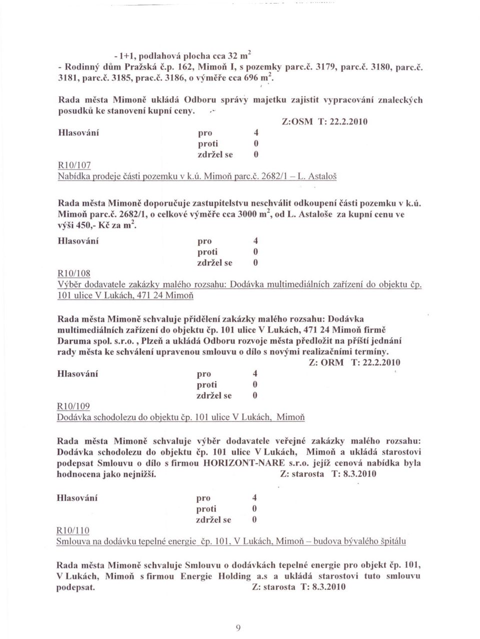 c. 2682/1 - L. AstaIoš Rada mesta Mimone doporucuje zastupitelstvu neschválit odkoupení cásti pozemku v k.ú. Mimon parc.c. 2682/1, o celkové výmere cca 3000 m2, od L.