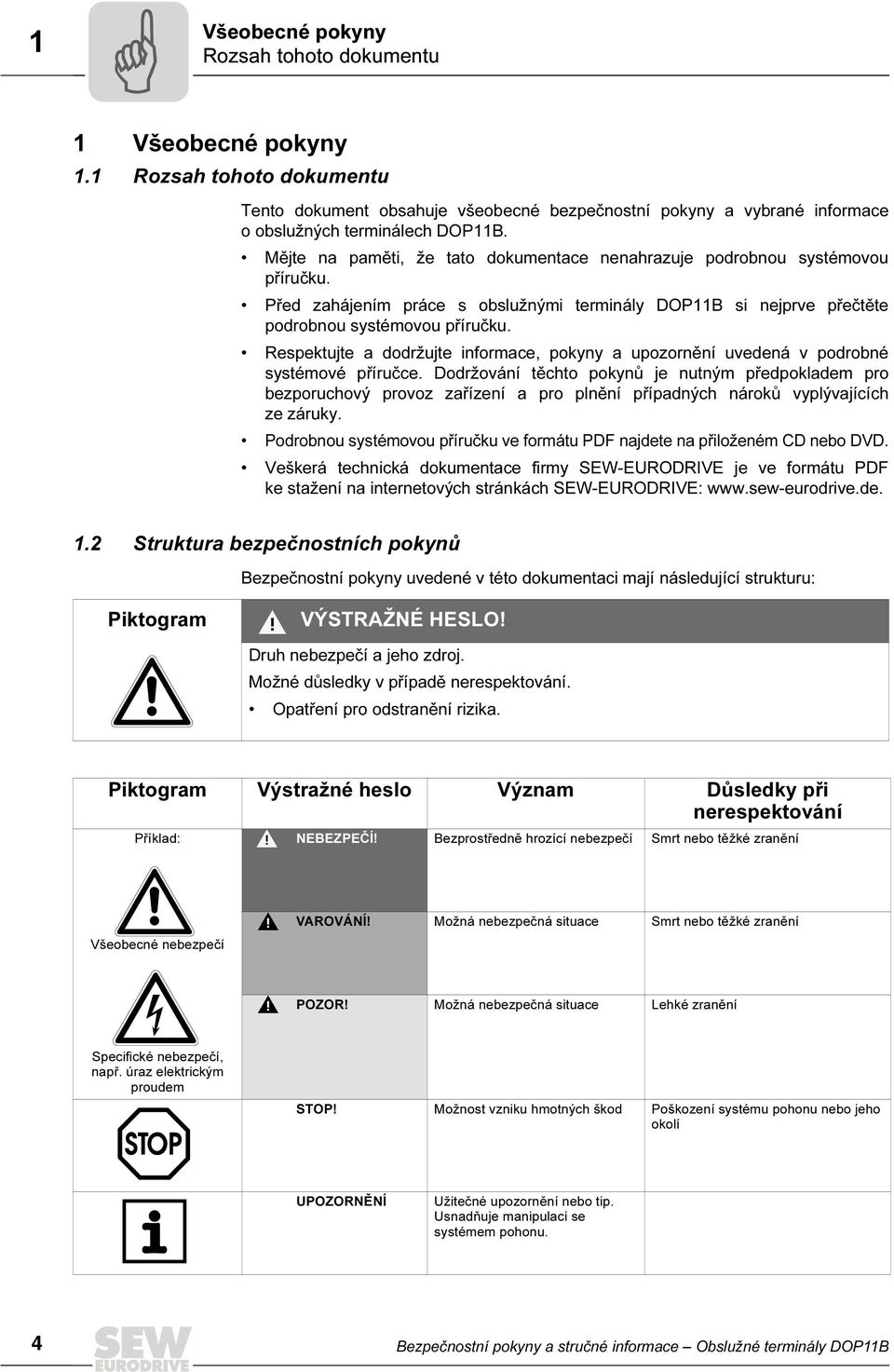 Mějte na paměti, že tato dokumentace nenahrazuje podrobnou systémovou příručku. Před zahájením práce s obslužnými terminály DOP11B si nejprve přečtěte podrobnou systémovou příručku.