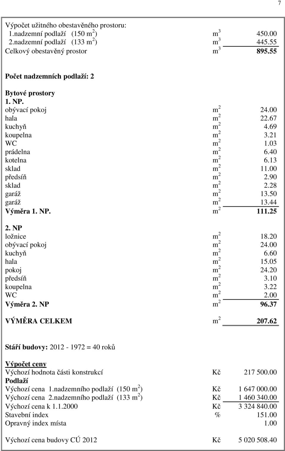 00 předsíň m 2 2.90 sklad m 2 2.28 garáž m 2 13.50 garáž m 2 13.44 Výměra 1. NP. m 2 111.25 2. NP ložnice m 2 18.20 obývací pokoj m 2 24.00 kuchyň m 2 6.60 hala m 2 15.05 pokoj m 2 24.