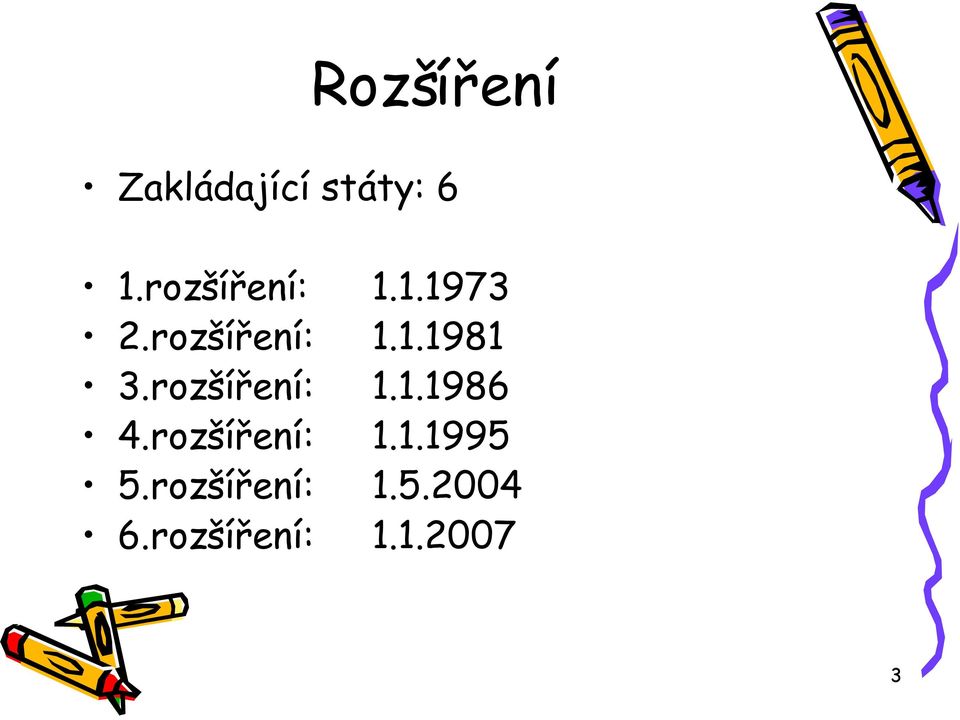 rozšíření: 1.1.1986 4.rozšíření: 1.1.1995 5.