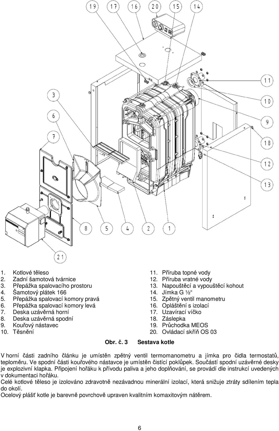 Opláštění s izolací 17. Uzavírací víčko 18. Záslepka 19. Průchodka MEOS 20.