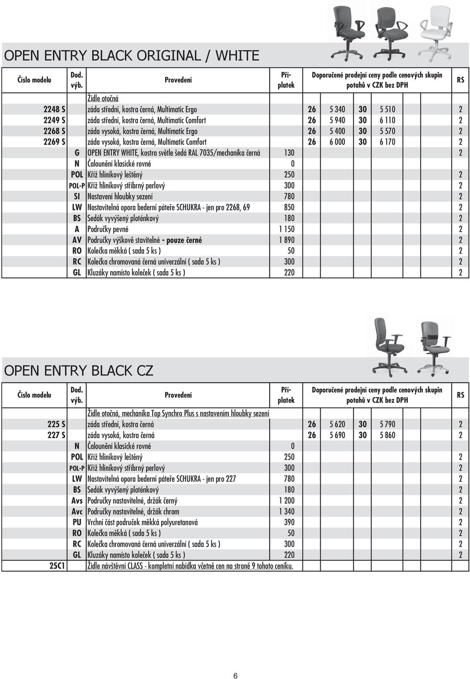 RAL 7035/mechanika černá 130 2 N Čalounění klasické rovné 0 POL Kříž hliníkový leštěný 250 2 POL-P Kříž hliníkový stříbrný perlový 300 2 SI Nastavení hloubky sezení 780 2 LW Nastavitelná opora