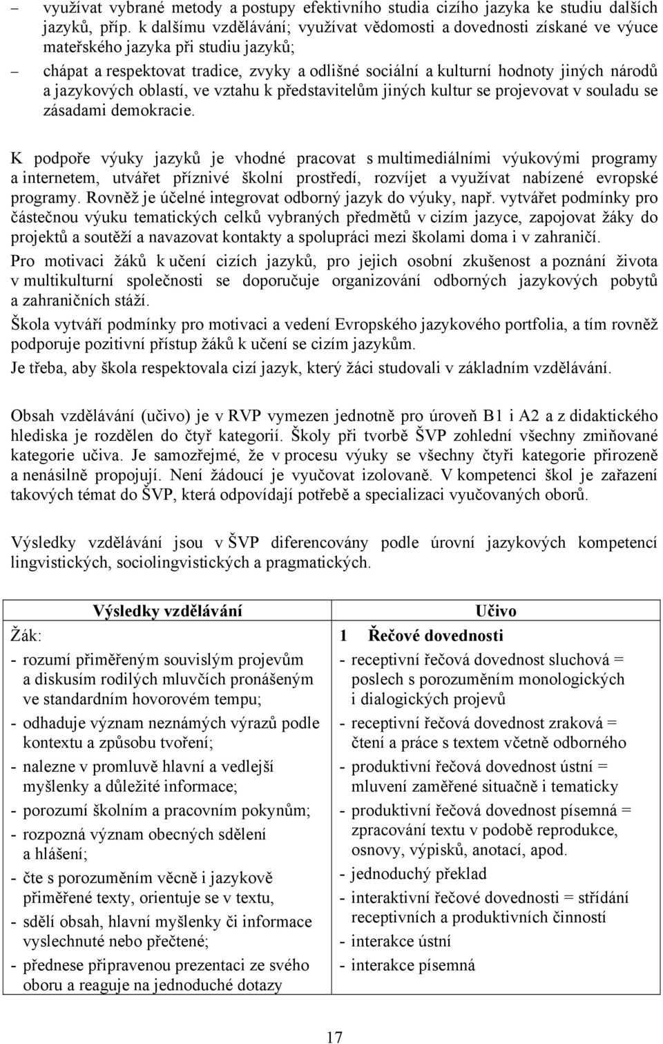 jazykových oblastí, ve vztahu k představitelům jiných kultur se projevovat v souladu se zásadami demokracie.