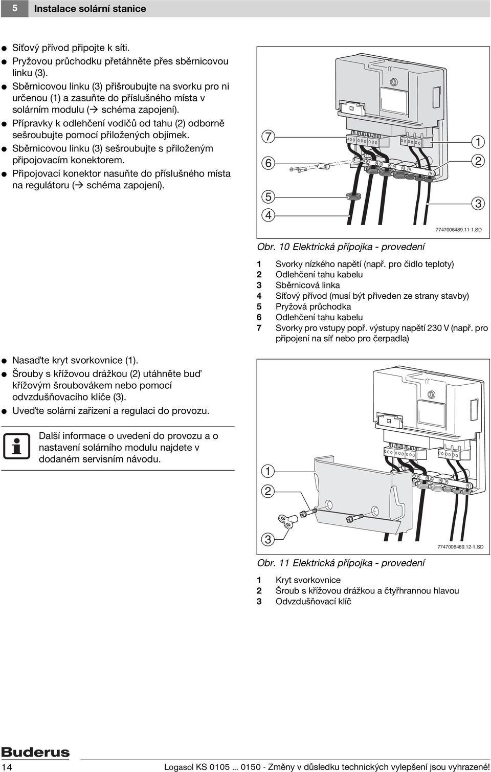 V Přípravky k odlehčení vodičů od tahu () odborně sešroubujte pomocí přiložených objímek. V Sběrnicovou linku () sešroubujte s přiloženým připojovacím konektorem.