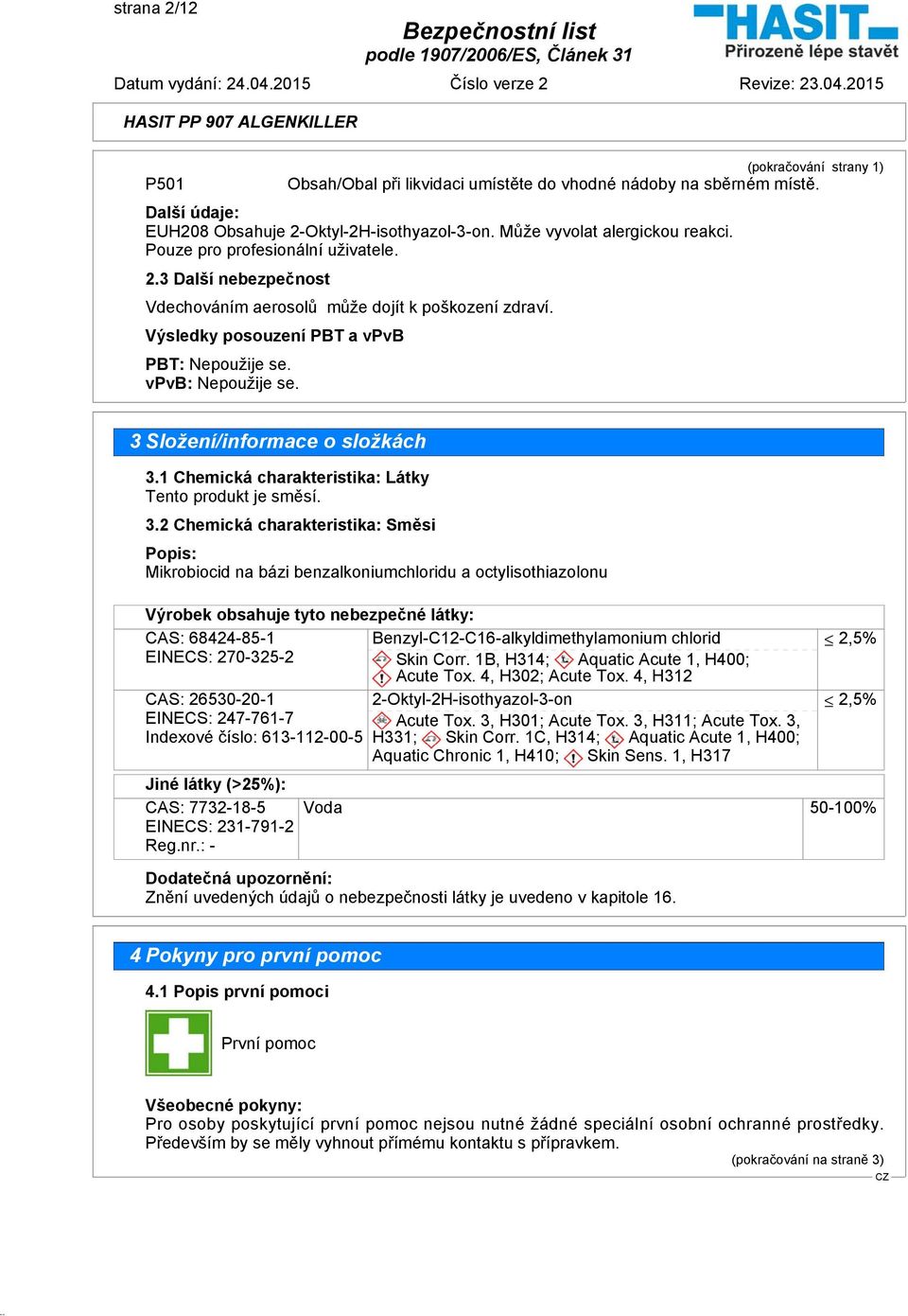 3 Složení/informace o složkách 3.