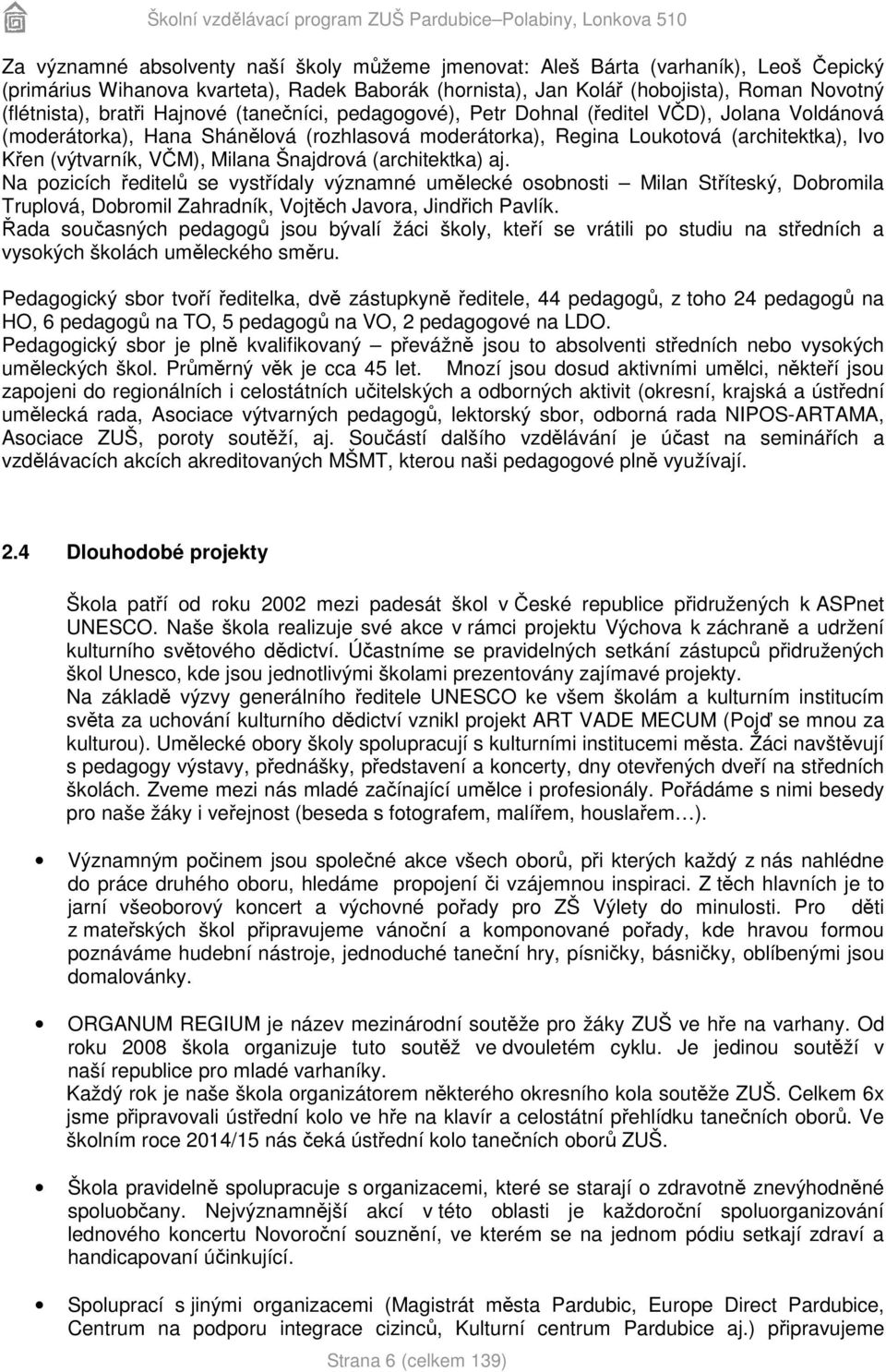 Milana Šnajdrová (architektka) aj. Na pozicích ředitelů se vystřídaly významné umělecké osobnosti Milan Stříteský, Dobromila Truplová, Dobromil Zahradník, Vojtěch Javora, Jindřich Pavlík.