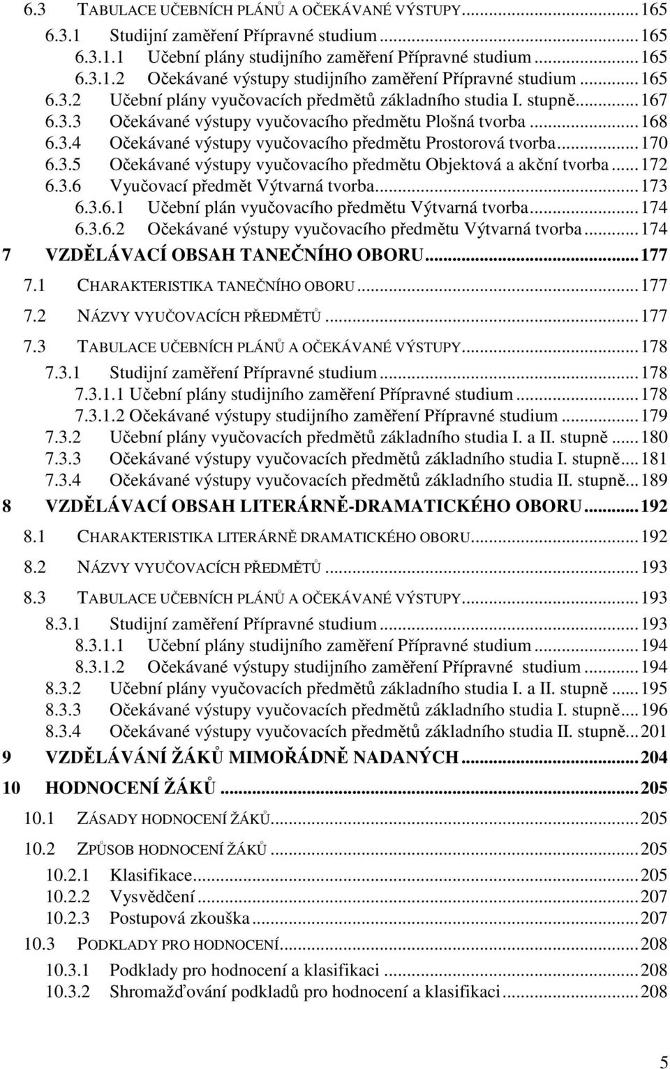 ..170 6.3.5 Očekávané výstupy vyučovacího předmětu Objektová a akční tvorba...172 6.3.6 Vyučovací předmět Výtvarná tvorba...173 6.3.6.1 Učební plán vyučovacího předmětu Výtvarná tvorba...174 6.3.6.2 Očekávané výstupy vyučovacího předmětu Výtvarná tvorba.