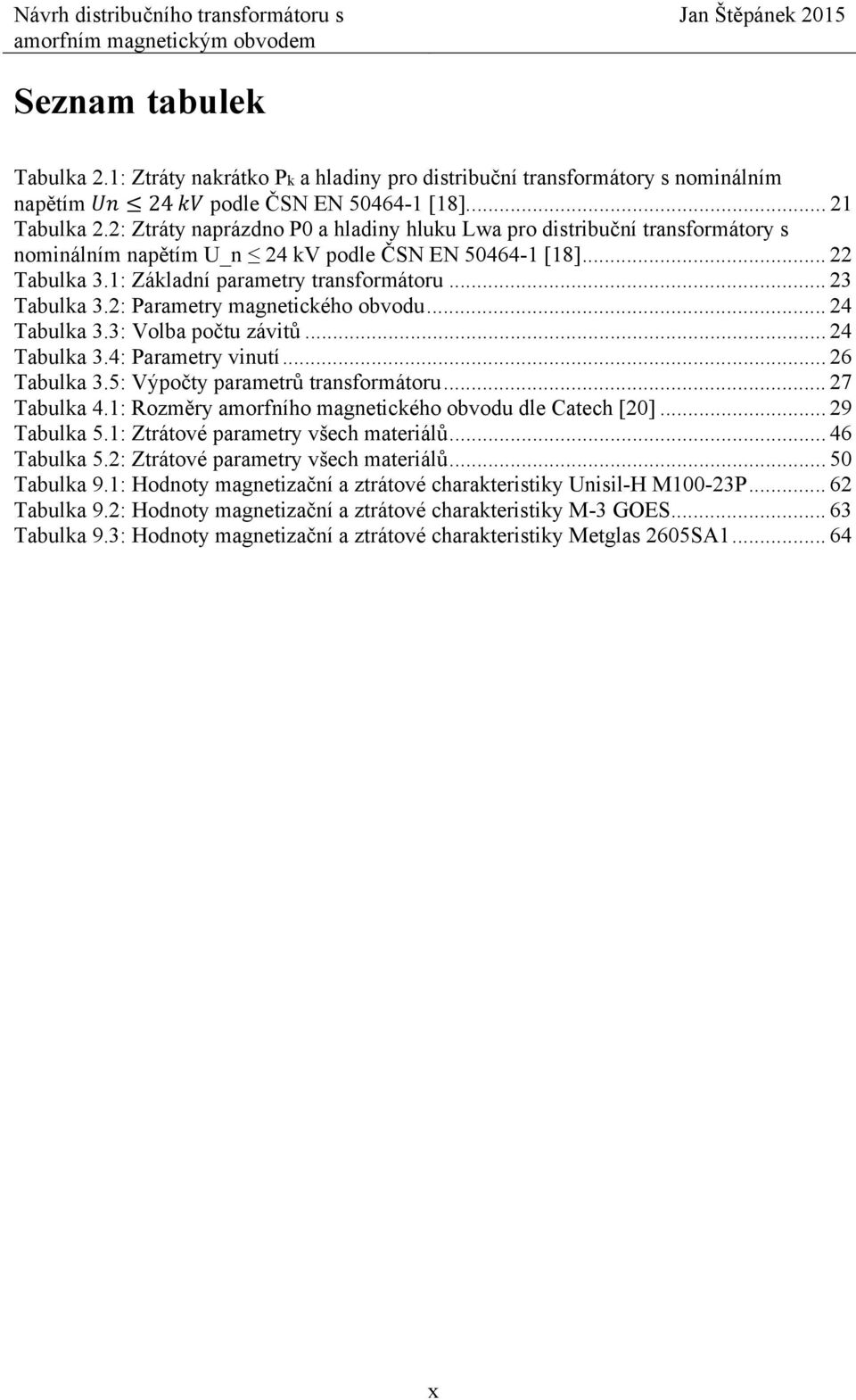 2: Parametry magnetického obvodu... 24 Tabulka 3.3: Volba počtu závitů... 24 Tabulka 3.4: Parametry vinutí... 26 Tabulka 3.5: Výpočty parametrů transformátoru... 27 Tabulka 4.