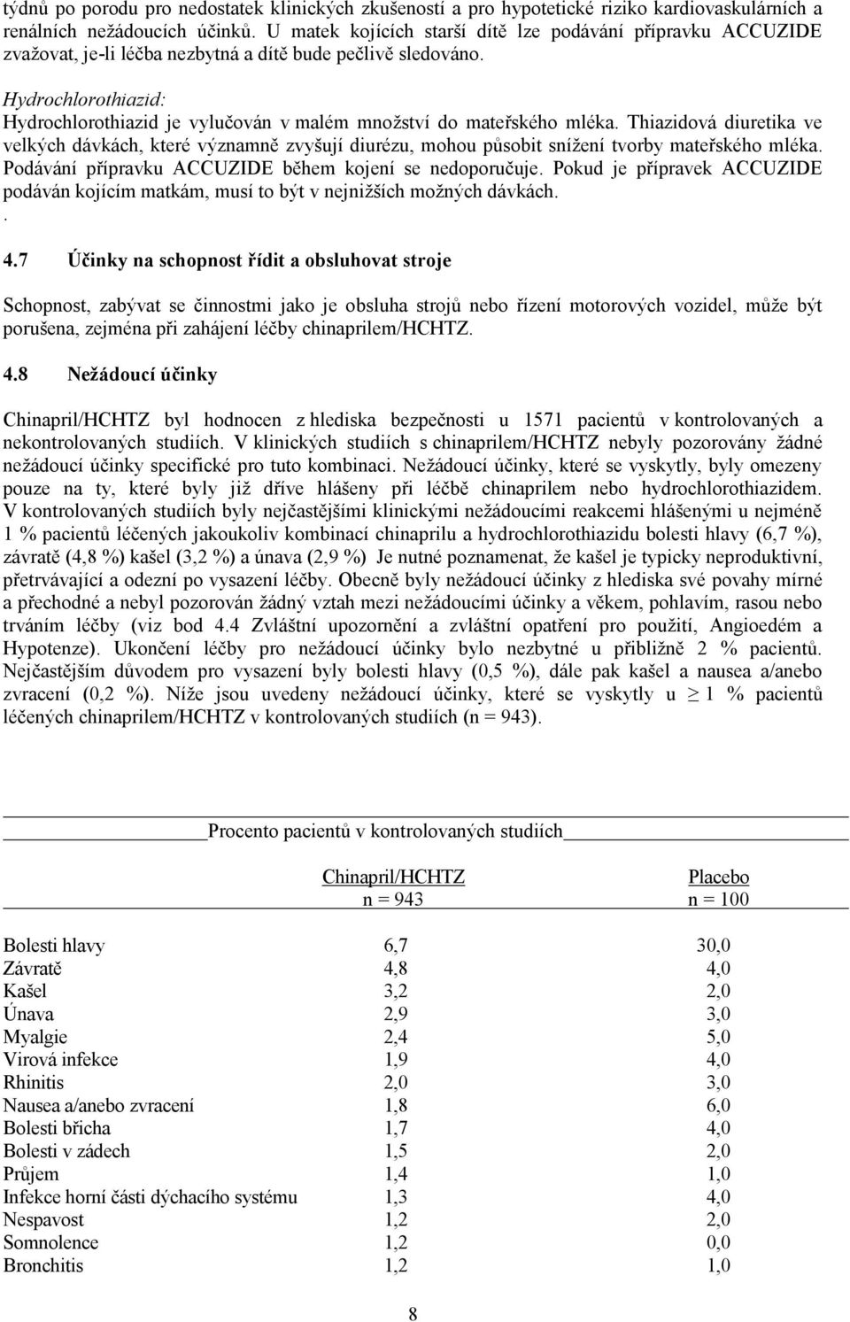 Hydrochlorothiazid: Hydrochlorothiazid je vylučován v malém množství do mateřského mléka.