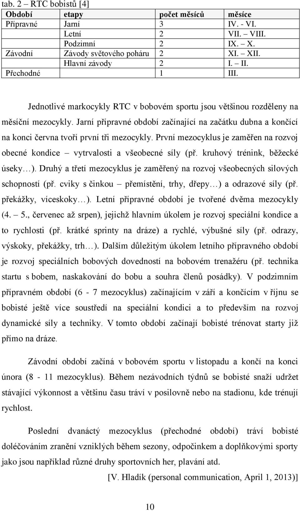 Jarní přípravné období začínající na začátku dubna a končící na konci června tvoří první tři mezocykly. První mezocyklus je zaměřen na rozvoj obecné kondice vytrvalosti a všeobecné síly (př.