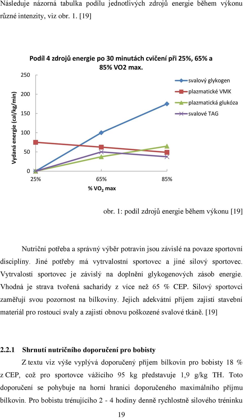 1: podíl zdrojů energie během výkonu [19] Nutriční potřeba a správný výběr potravin jsou závislé na povaze sportovní disciplíny. Jiné potřeby má vytrvalostní sportovec a jiné silový sportovec.