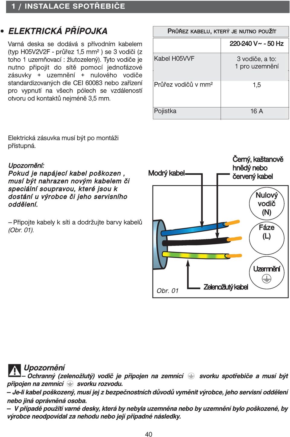 kontaktů nejméně 3,5 mm.