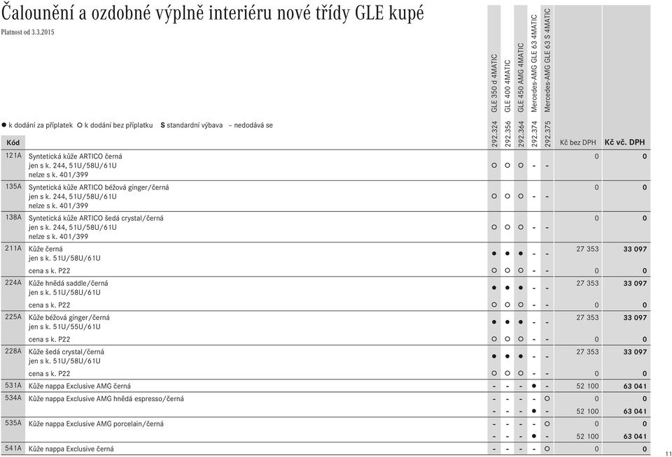 51U/58U/61U cena s k. P22 - - Kůže hnědá saddle/černá 27Ê353 33Ê097 - - jen s k. 51U/58U/61U cena s k. P22 - - Kůže béžová ginger/černá 27Ê353 33Ê097 - - jen s k. 51U/55U/61U cena s k.