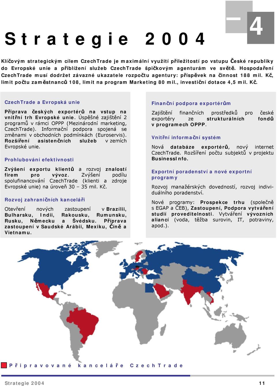 Kč. CzechTrade a Evropská unie Příprava českých exportérů na vstup na vnitřní trh Evropské unie. Úspěšné zajištění 2 programů v rámci OPPP (Mezinárodní marketing, CzechTrade).