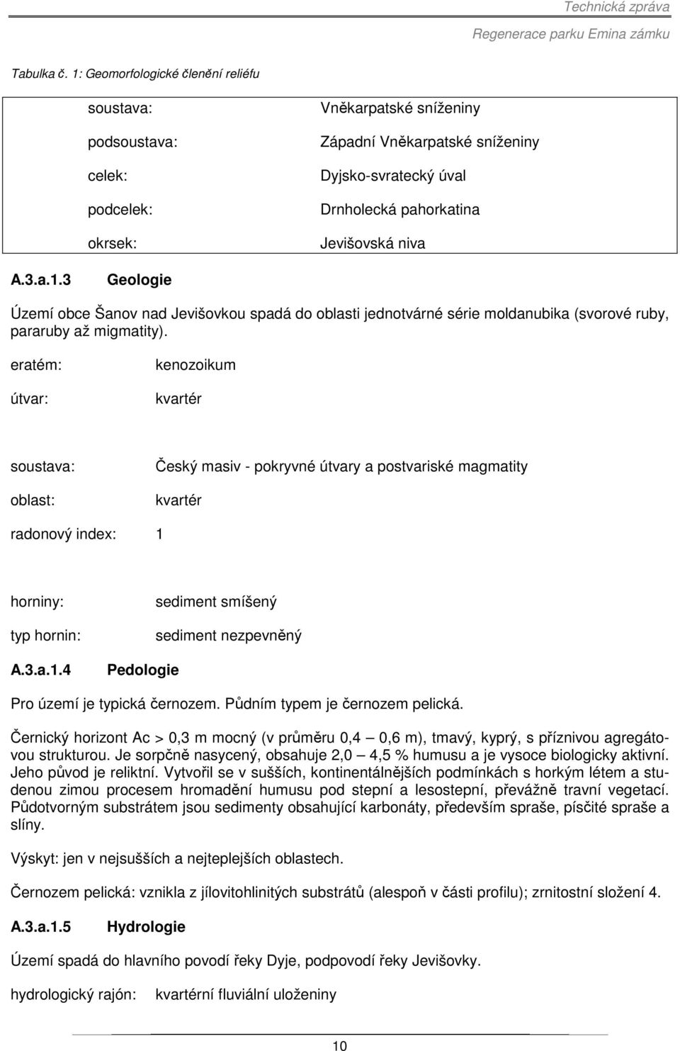 3.a.1.3 Geologie Území obce Šanov nad Jevišovkou spadá do oblasti jednotvárné série moldanubika (svorové ruby, pararuby až migmatity).