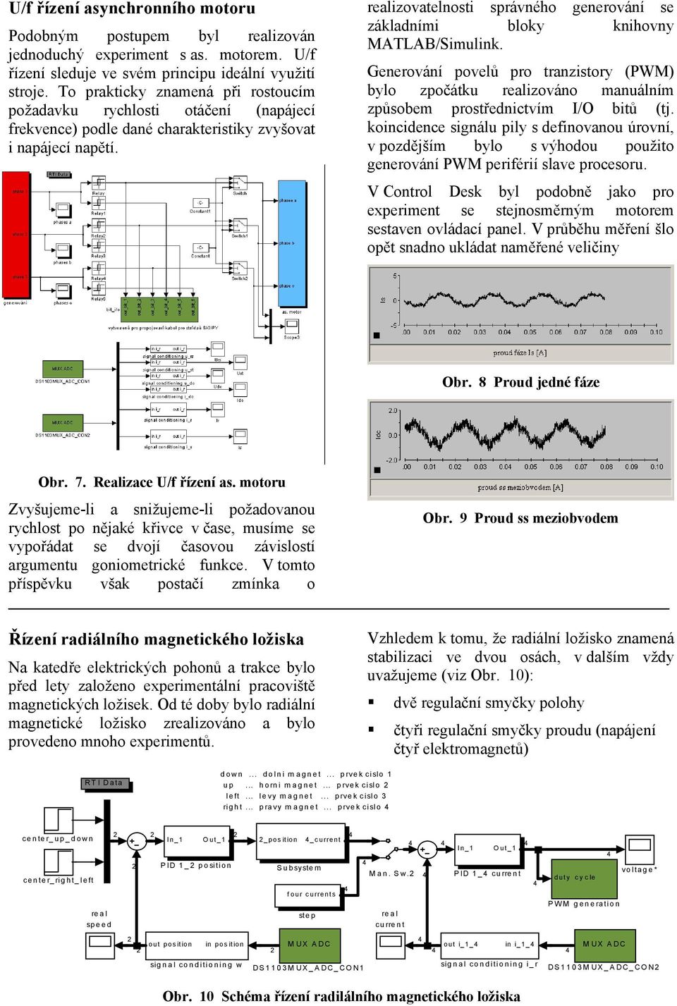 realizovatelnosti správného generování se základními bloky knihovny MATLAB/Simulink. Generování povelů pro tranzistory (PWM) bylo zpočátku realizováno manuálním způsobem prostřednictvím I/O bitů (tj.