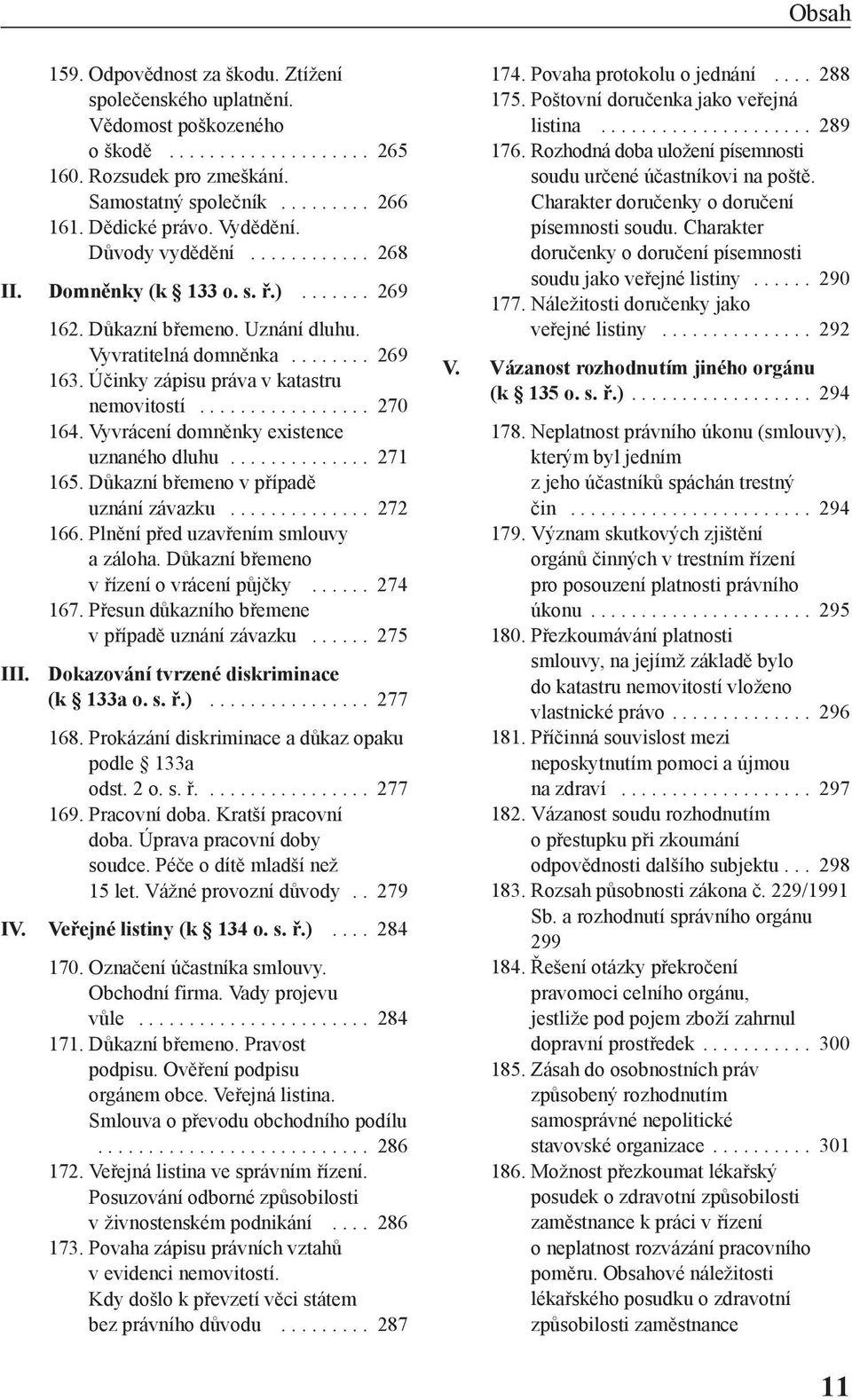 Účinky zápisu práva v katastru nemovitostí................. 270 164. Vyvrácení domněnky existence uznaného dluhu.............. 271 165. Důkazní břemeno v případě uznání závazku.............. 272 166.