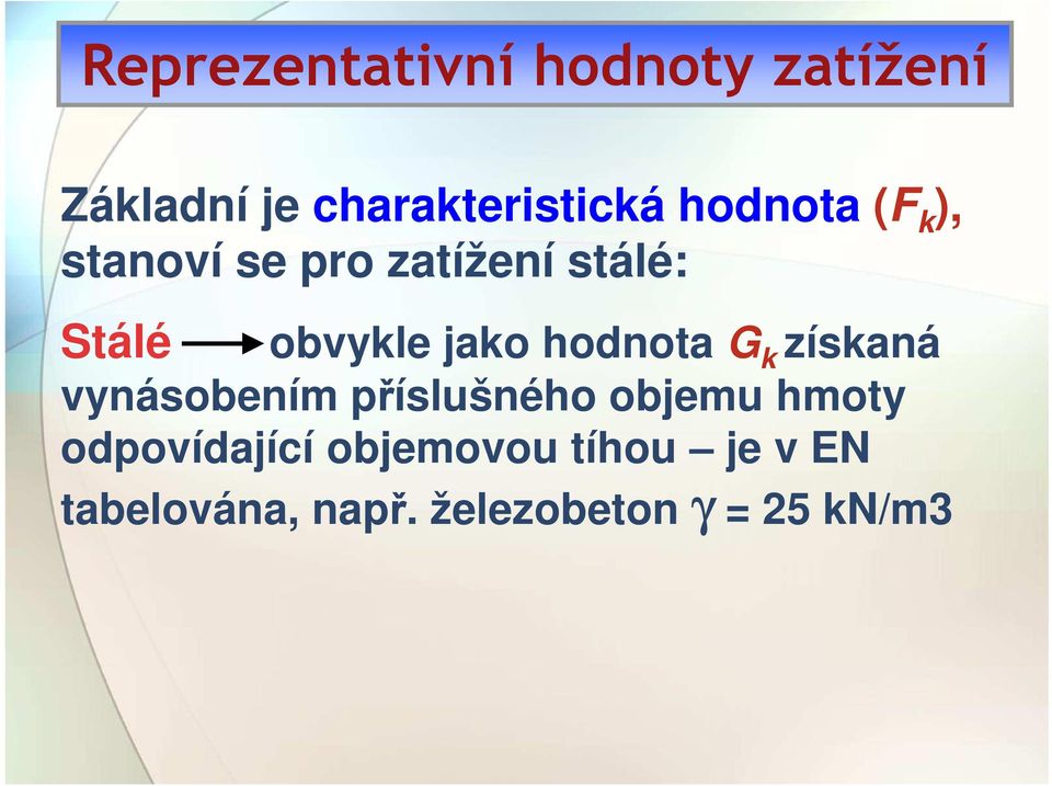 hodnota G k získaná vynásobením příslušného objemu hmoty