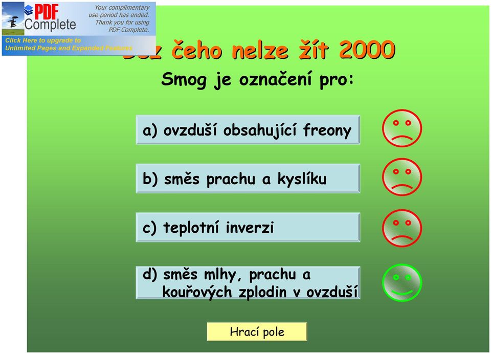 prachu a kyslíku c) teplotní inverzi d)