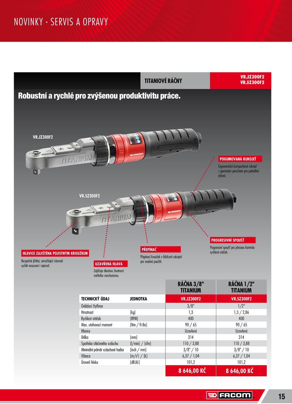 PŘEPÍNAČ Přepínací kroužek v blízkosti rukojeti pro snadné použití. RÁČNA 3/8" TITANIUM PROGRESIVNÍ SPOUŠŤ Progresivní spoušť pro přesnou kontrolu rychlosti otáček.