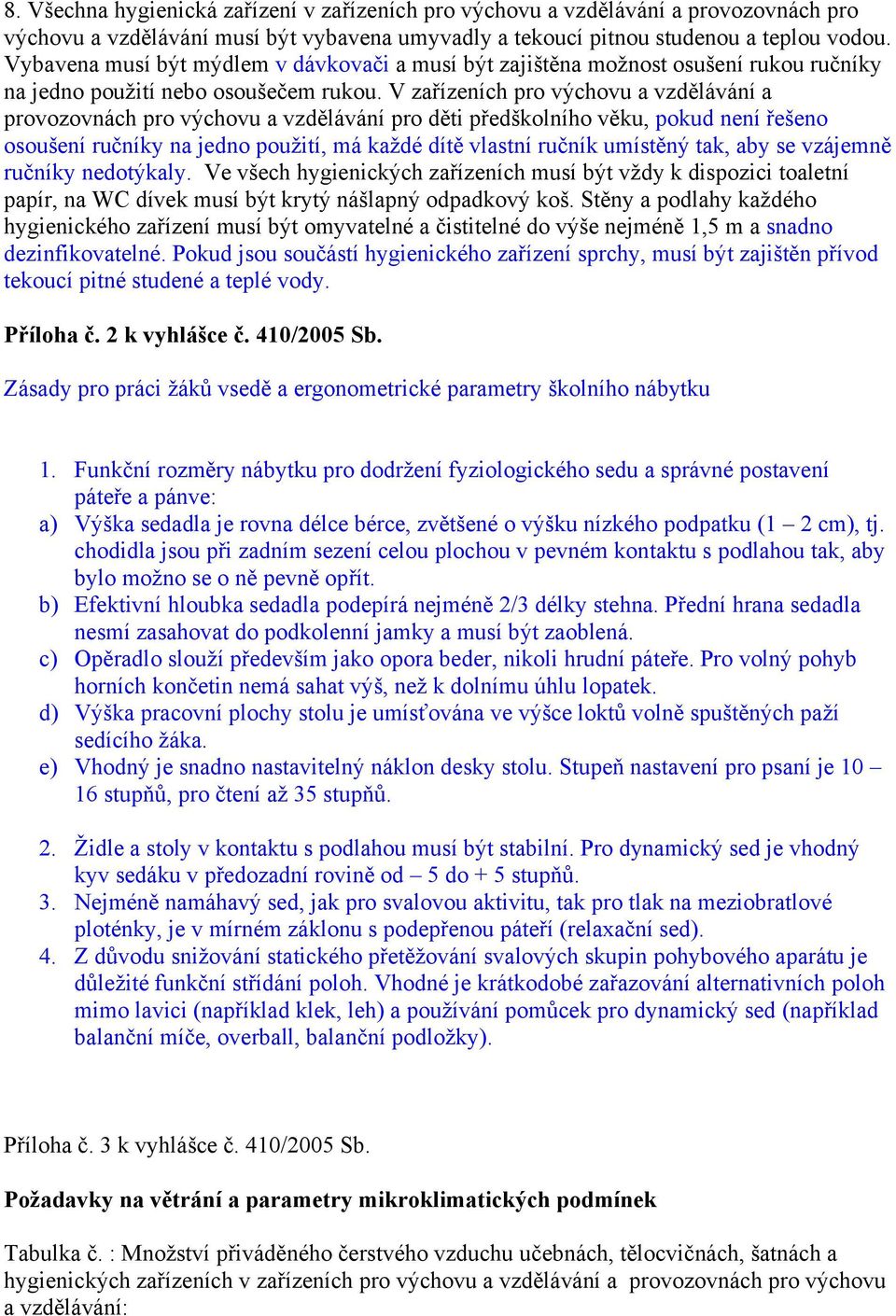 V zařízeních pro výchovu a vzdělávání a provozovnách pro výchovu a vzdělávání pro děti předškolního věku, pokud není řešeno osoušení ručníky na jedno pouţití, má kaţdé dítě vlastní ručník umístěný