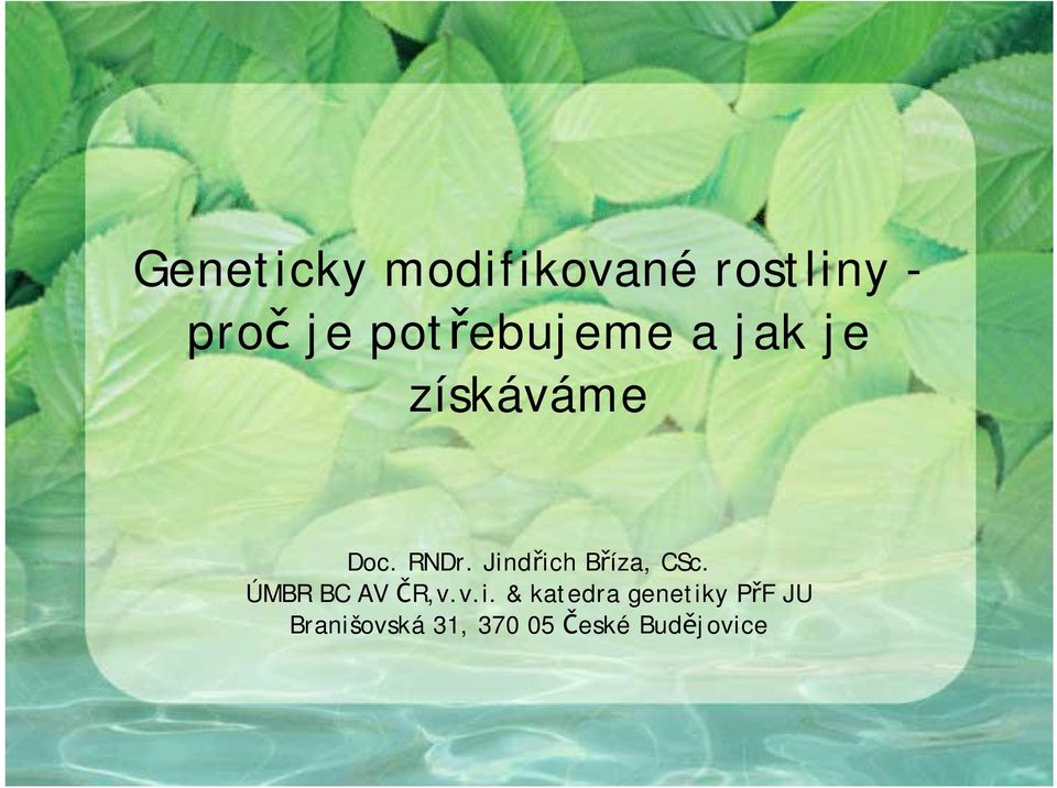 Jindřich Bříza, CSc. ÚMBR BC AV ČR,v.v.i. &