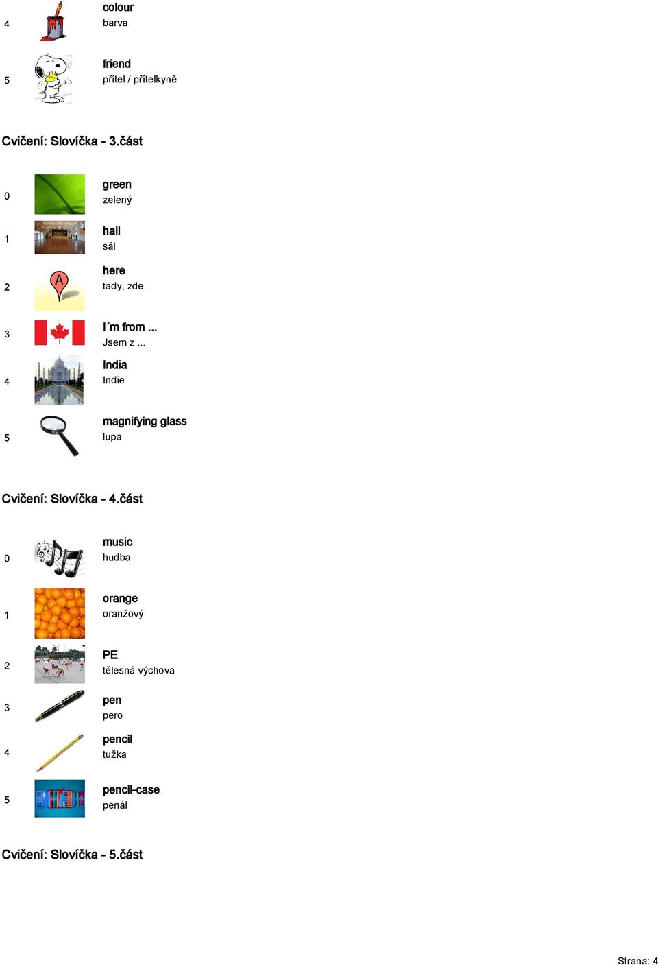 .. India Indie magnifying glass lupa Cvičení: Slovíčka -.