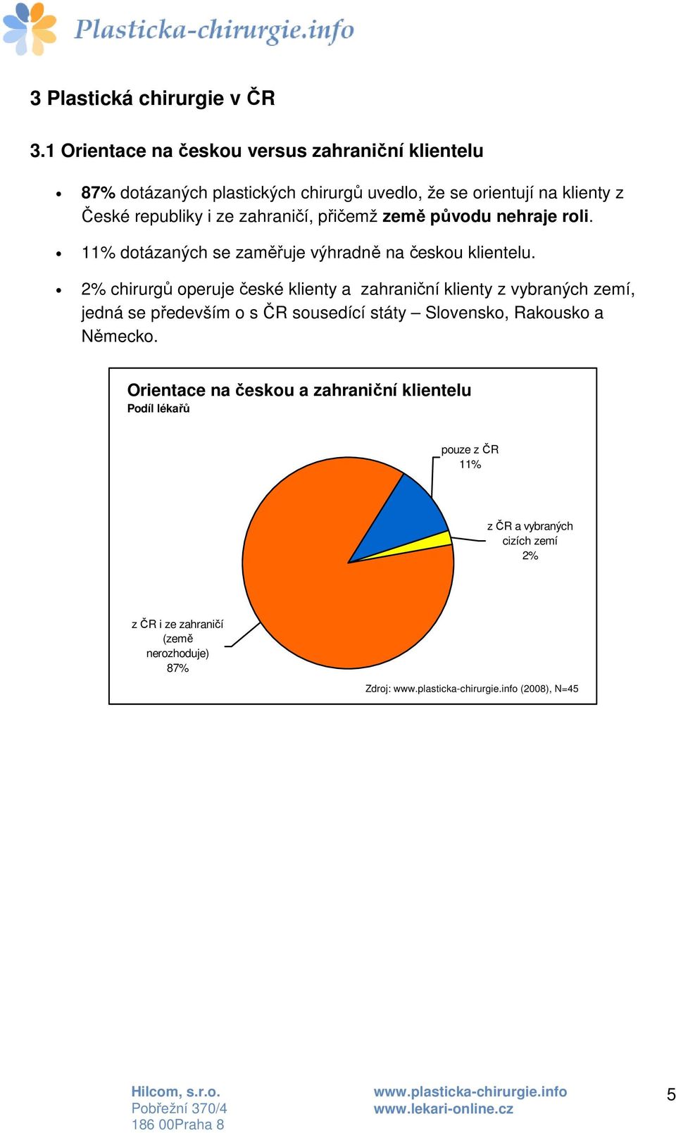 zahraničí, přičemž země původu nehraje roli. 11% dotázaných se zaměřuje výhradně na českou klientelu.