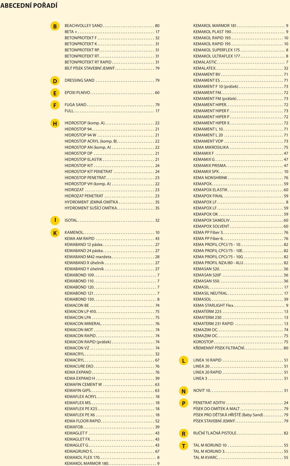 ..................... 79 DRESSING SAND................................. 79 EPOXI PLNIVO.................................... 60 FUGA SAND...................................... 79 FULL.