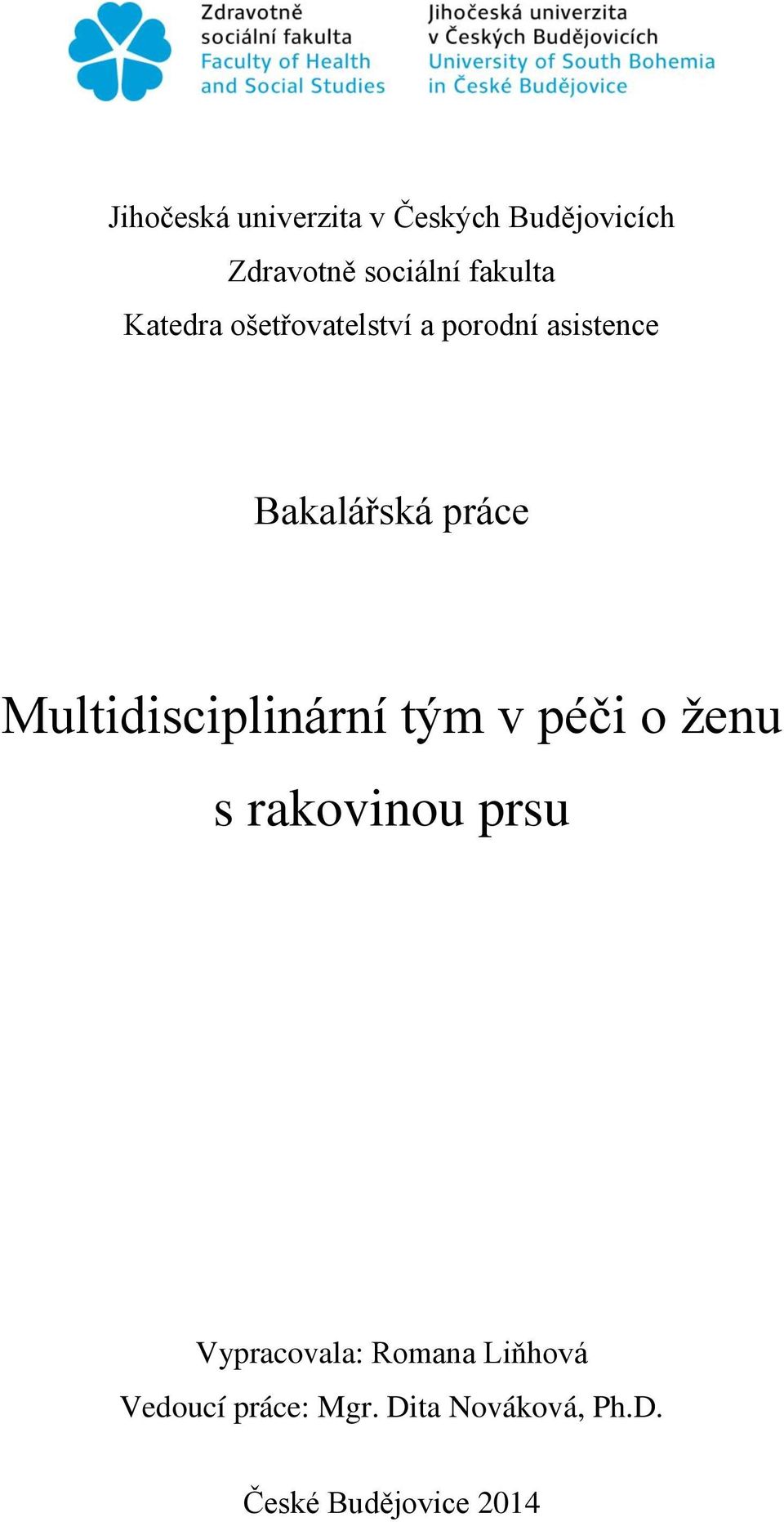Multidisciplinární tým v péči o ţenu s rakovinou prsu Vypracovala: