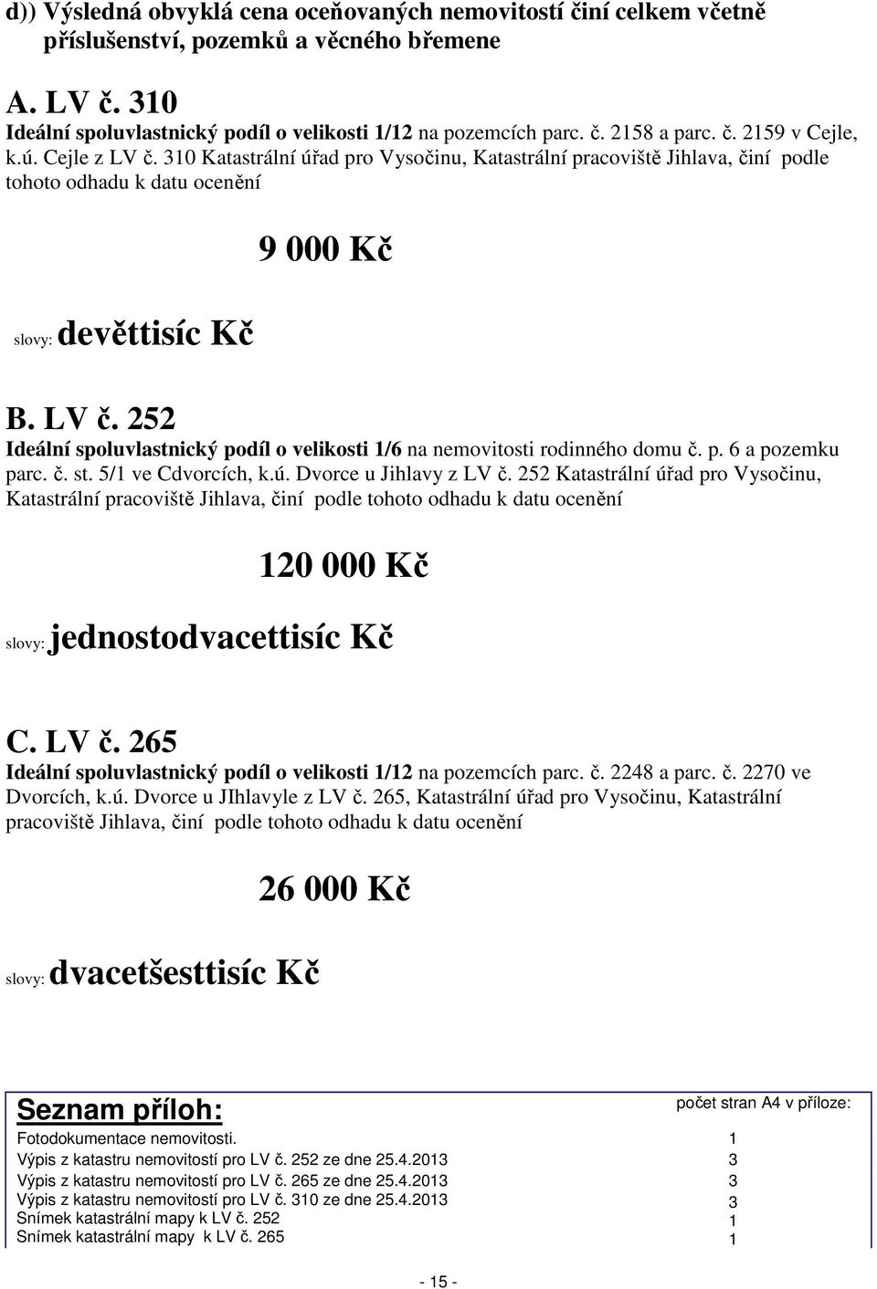 p. 6 a pozemku parc. č. st. 5/1 ve Cdvorcích, k.ú. Dvorce u Jihlavy z LV č.